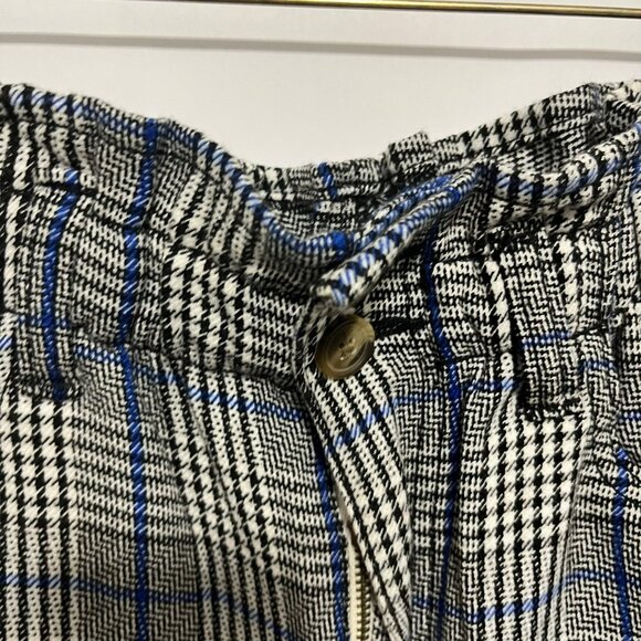 AMERICAN EAGLE PLAID MOM SHORTS 6 BLACK WHITE BLUE PAPERBAG WAIST SHORT DAYLIGHT - Picture 4 of 5